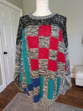 Vintage Women's Chunky Knit Sweater Oversized Geometric Club International XL